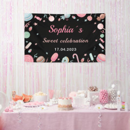 Candyland Banner Achtergrond Banner Zwart en Roze