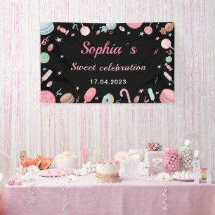 Candyland Banner Achtergrond Banner Zwart en Roze