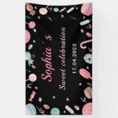 Candyland Banner Achtergrond Banner Zwart en Roze (Verticaal)