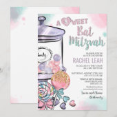 Candyland Bat Mitzvah Uitnodiging (Voorkant / Achterkant)