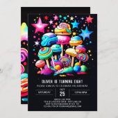 Candyland bewerkbare verjaardag kaart (Voorkant / Achterkant)