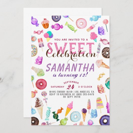 Candyland Birthday Kaart (Voorkant / Achterkant)