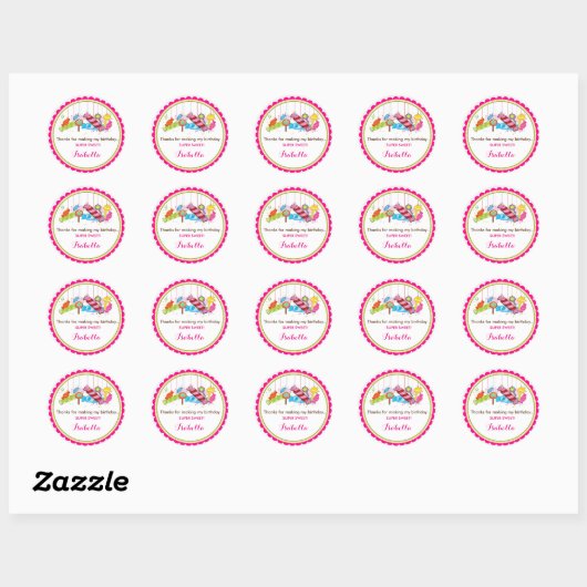 Candyland Birthday Stickers (Vel)