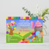Candyland Candy Land Zoete Cupcakes Uitnodiging (Staand voorkant)