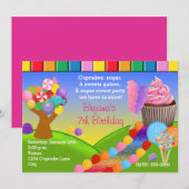 Candyland Candy Land Zoete Cupcakes Uitnodiging (Voorkant / Achterkant)