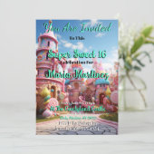 Candyland Castle Sweet 16 Uitnodigingen (Staand voorkant)