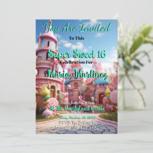 Candyland Castle Sweet 16 Uitnodigingen
