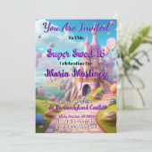 Candyland Castle Sweet 16 Uitnodigingen (Staand voorkant)