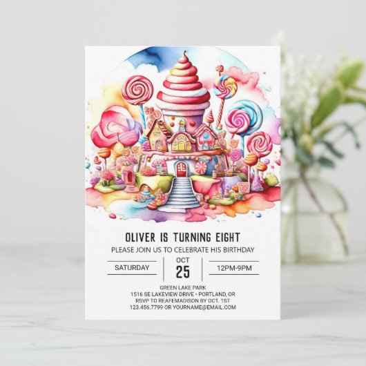 Candyland Charm Verjaardag Kaart (Staand voorkant)