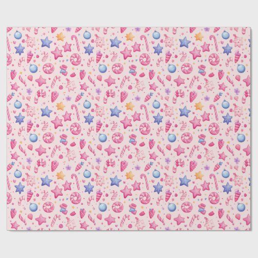 "Candyland Christmas Stars Pattern" Cadeaupapier (Vlak)