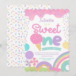 Candyland en Ice Cream 1e verjaardag Kaart