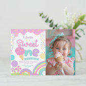 Candyland en Ice Cream 1e verjaardag Kaart (Staand voorkant)