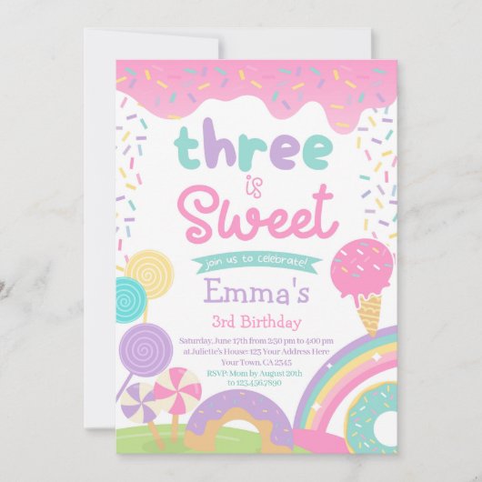 Candyland en Ice Cream, Twee Zoete 2e Verjaardag Kaart (Voorkant)