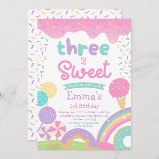 Candyland en Ice Cream, Twee Zoete 2e Verjaardag Kaart (Voorkant / Achterkant)