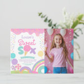 Candyland en ijs, 6e verjaardag kaart (Staand voorkant)