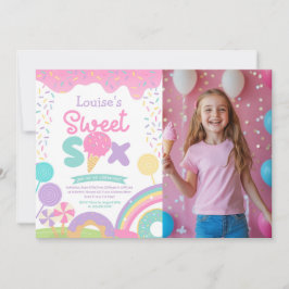 Candyland en ijs, 6e verjaardag kaart