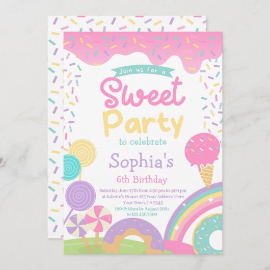 Candyland en ijs volledig aanpasbaar kaart (Voorkant / Achterkant)