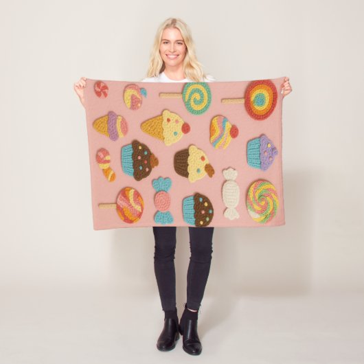 Candyland Faux Crochet Fleece Blanket-Kids&Nursery (In situ)