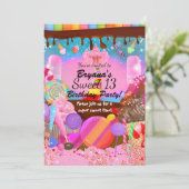 Candyland Feest Fantasie Snoep Cupcakes Flyer Kaart (Staand voorkant)