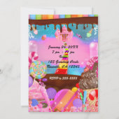 Candyland Feest Fantasie Snoep Cupcakes Flyer Kaart (Achterkant)