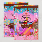 Candyland Feest Fantasie Snoep Cupcakes Flyer Kaart (Voorkant / Achterkant)