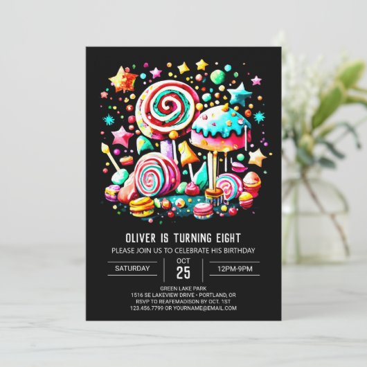 Candyland Fiesta Verjaardag Kaart (Staand voorkant)