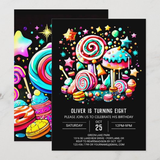 Candyland Fiesta Verjaardag Kaart (Voorkant / Achterkant)