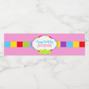 Candyland geïnspireerde waterfleswikkelaars waterfles etiket