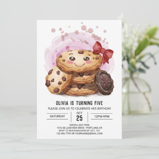 Candyland Girly Pink Cookies Verjaardag Kaart (Staand voorkant)