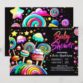 Candyland Kleurrijk Schattige Baby shower Kaart (Voorkant / Achterkant)