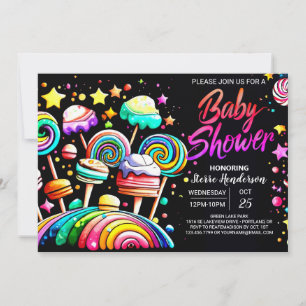 Candyland Kleurrijk Schattige Baby shower Kaart