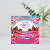 Candyland Landschap Verjaardagsgroet Scene 🍭 Kaart (Staand voorkant)