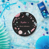 Candyland Party Decor zwart en roze Papieren Bordje (Feest)