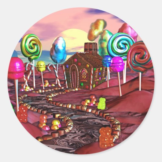 Candyland Ronde Sticker (Voorkant)