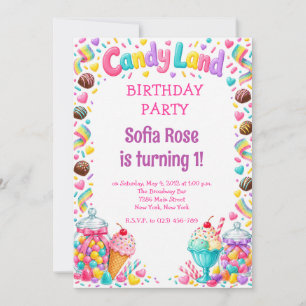 Candyland Snoep Eerste Verjaardag Verjaardagsuitno Kaart