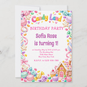 Candyland Snoep Eerste Verjaardag Verjaardagsuitno Kaart