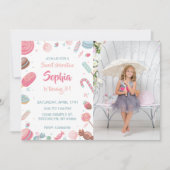 Candyland Snoep Land Feestuitnodiging Kaart (Voorkant)