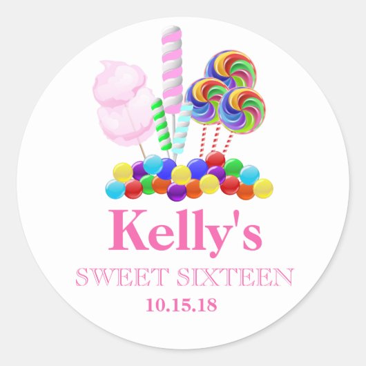 Candyland snoep thema Sweet 16 Favor Labels (Voorkant)