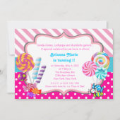 Candyland snoep Theme Birthday Uitnodiging (Voorkant)