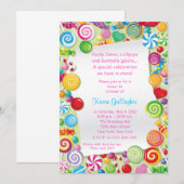 Candyland snoep Theme Sweet 16 Invite Kaart (Voorkant / Achterkant)