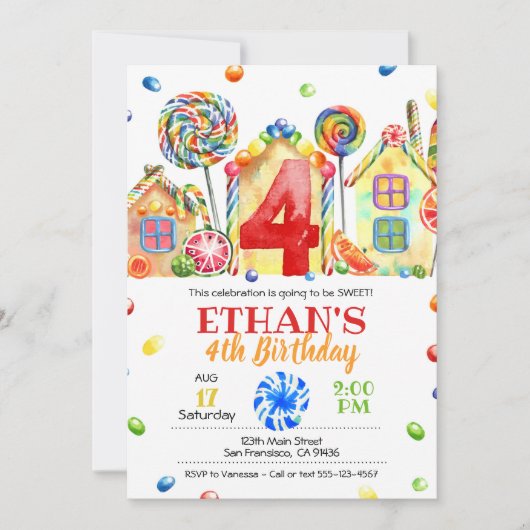 Candyland Snoep Uitnodiging tot het indienen van S (Voorkant)