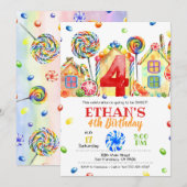 Candyland Snoep Uitnodiging tot het indienen van S (Voorkant / Achterkant)