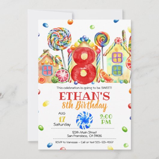 Candyland Snoep Uitnodiging tot het indienen van S (Voorkant)