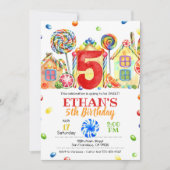 Candyland Snoep Uitnodiging voor Snoep Thema - 5e (Voorkant)