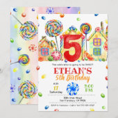 Candyland Snoep Uitnodiging voor Snoep Thema - 5e (Voorkant / Achterkant)