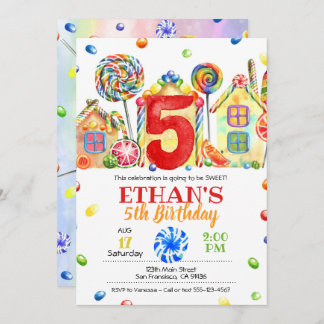 Candyland Snoep Uitnodiging voor Snoep Thema - 5e