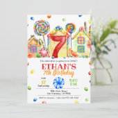 Candyland Snoep Uitnodiging voor Snoep Thema - 7e (Staand voorkant)