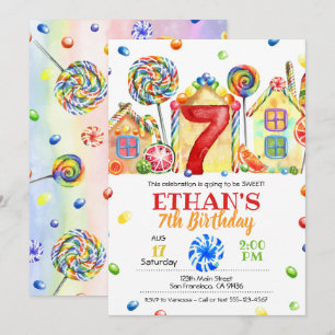 Candyland Snoep Uitnodiging voor Snoep Thema - 7e