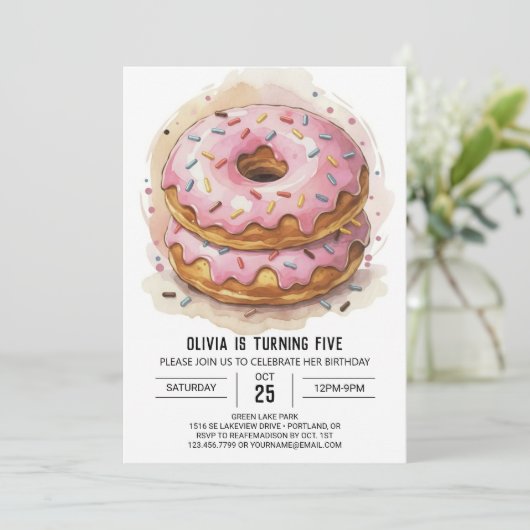 Candyland snoepjes donuts verjaardag kaart (Staand voorkant)