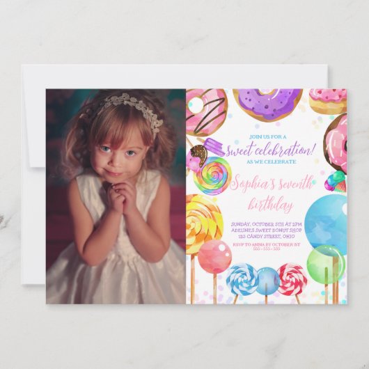 Candyland Sweet Celebration Girl Schattige Afbeeld Kaart (Voorkant)